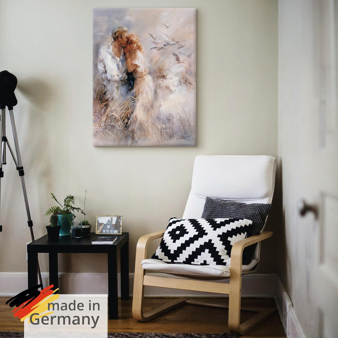 ARTland Leinwandbilder Wandbild Bild auf Leinwand 45 x 60 cm Menschen Paar Malerei Creme Dichte Harm