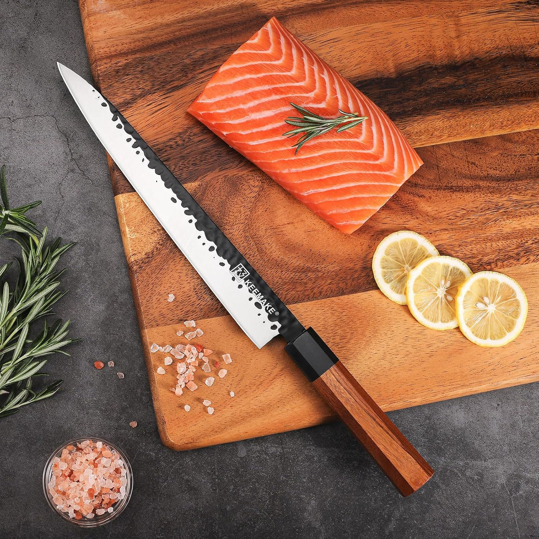 KEEMAKE Sashimi Sushi Messer, Japanisches Messer Fischmesser 25 cm Klinge aus hochwertigem Edelstahl