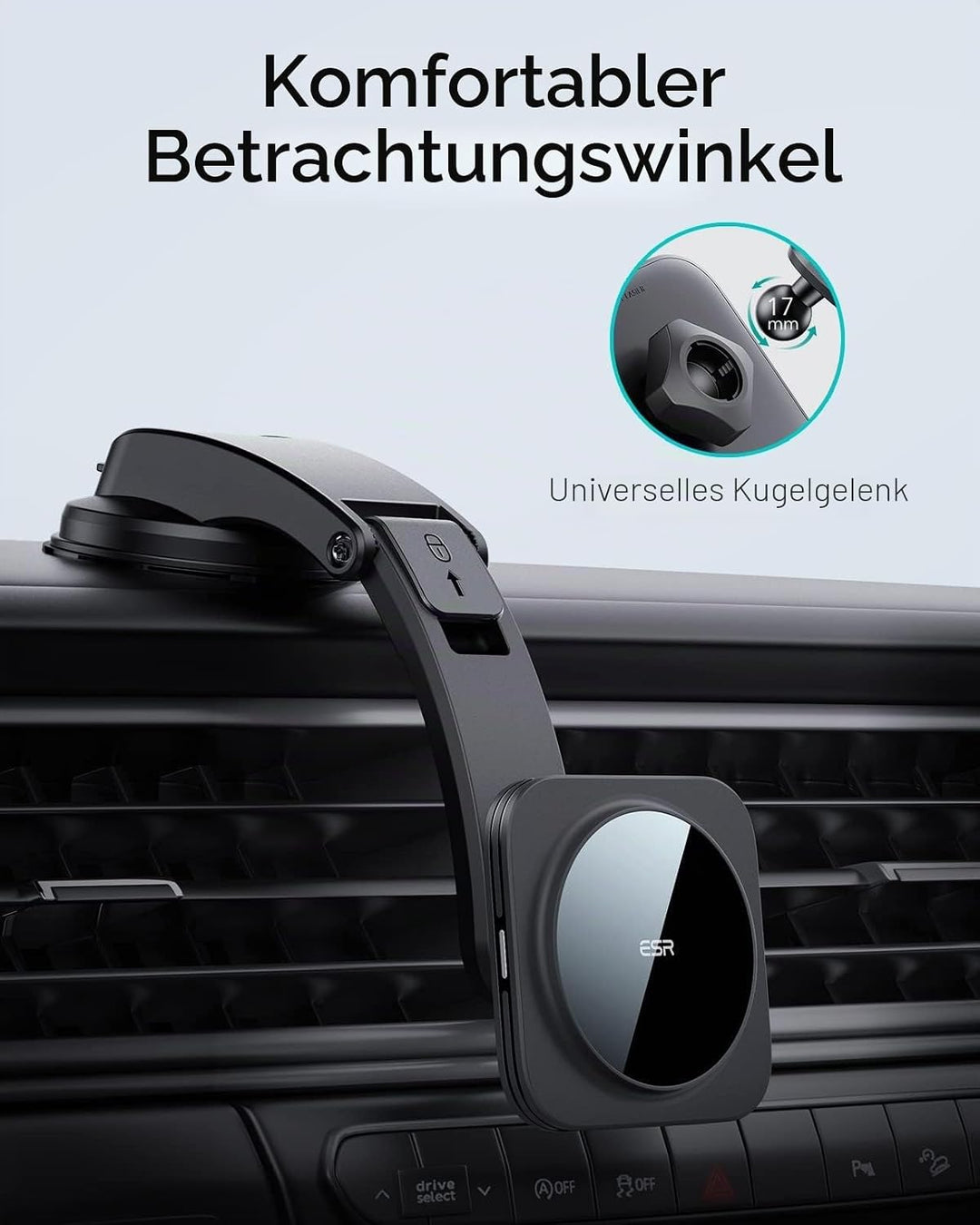 ESR HaloLock Armaturenbrett Magnetisches Kabelloses Auto Ladegerät, kompatibel mit MagSafe Autohalte