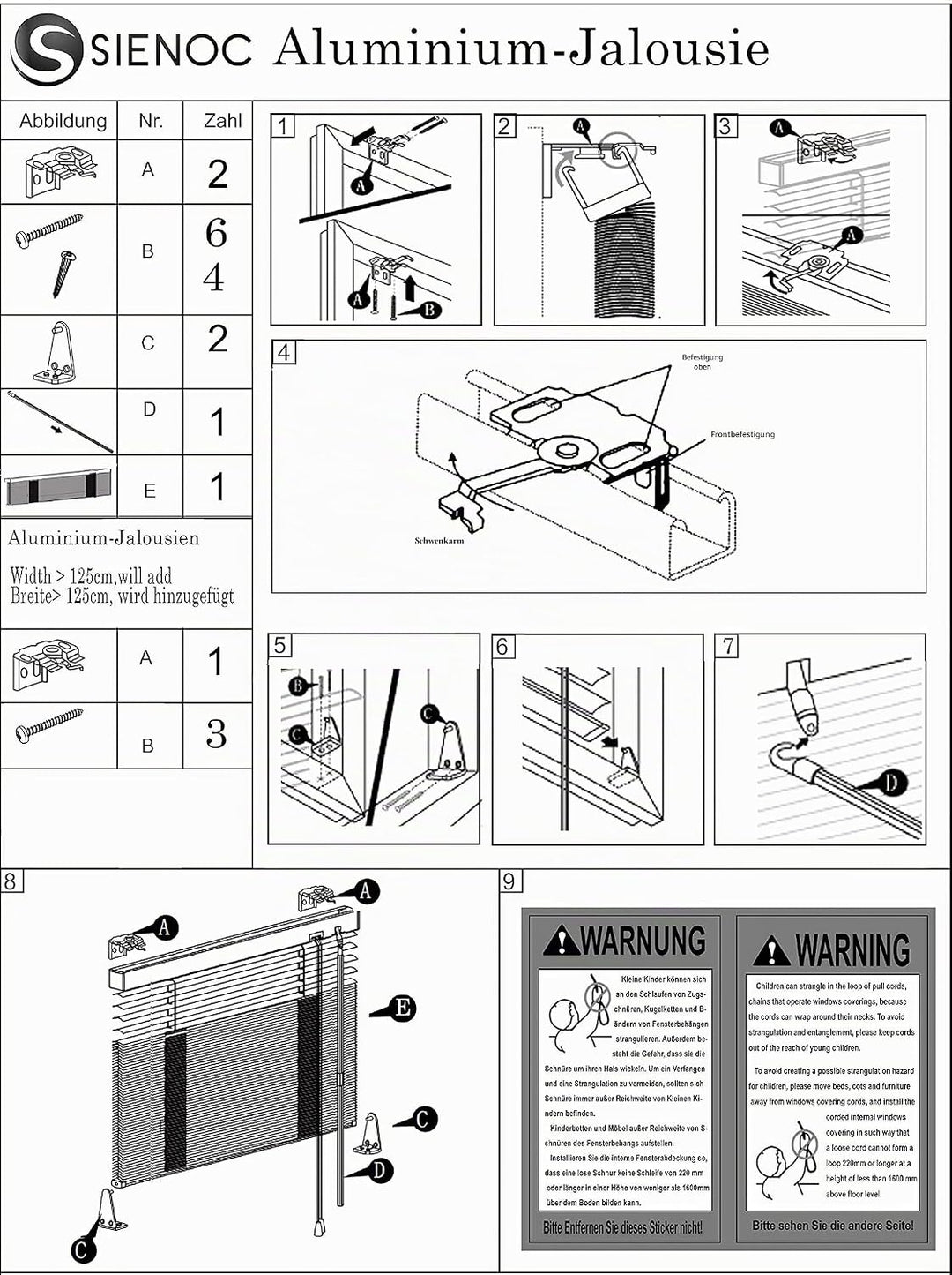 S SIENOC Aluminium Venetian Blind Alu Jalousie Alujalousie Schalusie Jalousette Fenster Rollo Montag