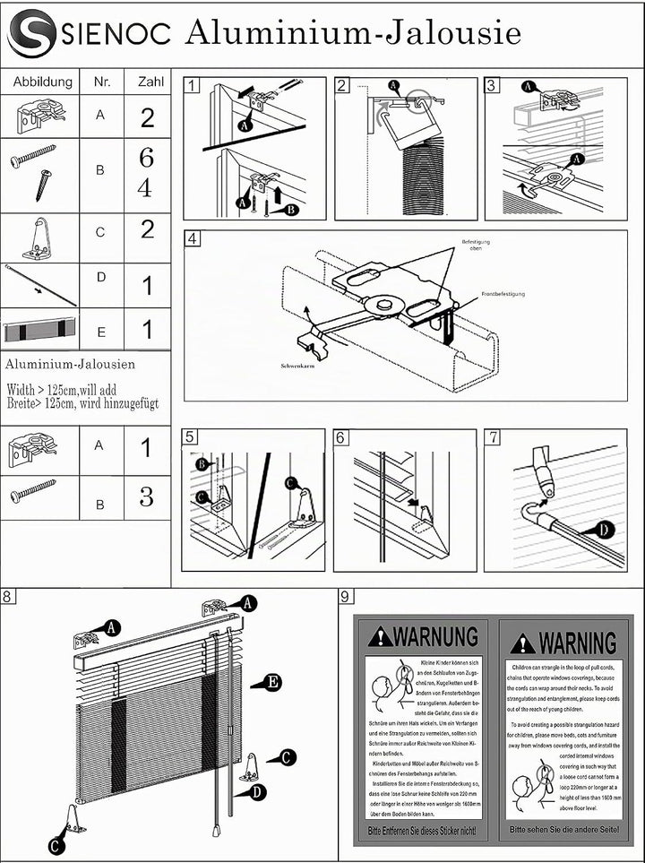 S SIENOC Aluminium Venetian Blind Alu Jalousie Alujalousie Schalusie Jalousette Fenster Rollo Montag