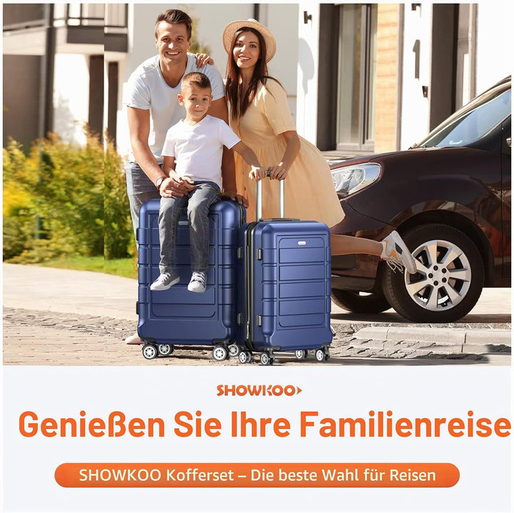 SHOWKOO Koffer Mittelgross Hartschale Leicht Reisekoffer ABS+PC Erweiterbar Haltbar Trolley Handgepä