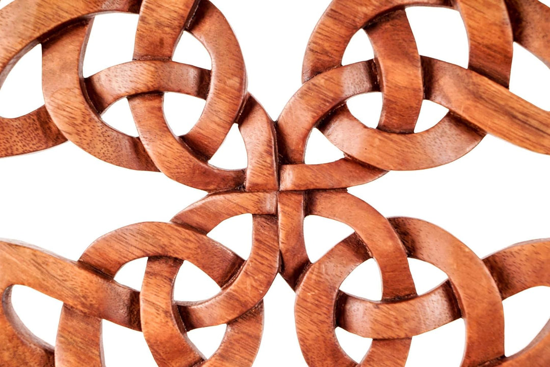 Windalf Grosses Holzbild ASKARA Ø 29 cm Keltischer Lebensknoten Handarbeit aus Holz