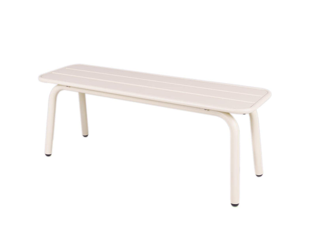 MaximaVida Gartenbank Max aus Metall 120 cm Elfenbein- ohne Rückenlehne 120 x 35 x 45 cm Elfenbein,
