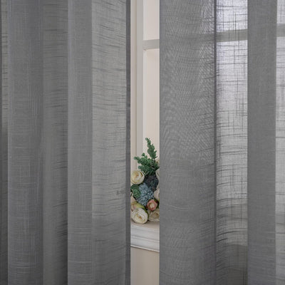 MIULEE 2er Set Voile Vorhang Sheer Leinenvorhang mit Ösen Transparente Leinen Optik Gardine Ösenscha