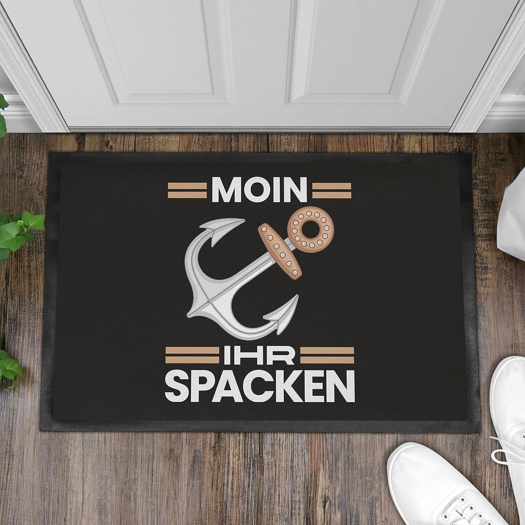 Trendation - Moin Ihr Spacken Lustige Fussmatte mit Spruch Geschenk Lustiger Spruch Fussmatten 60x40