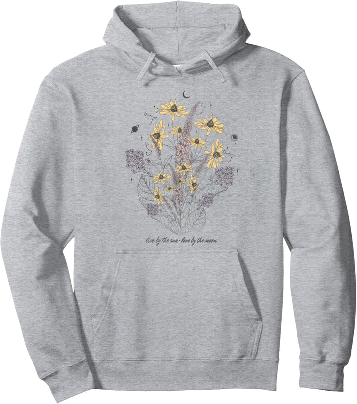 Trendy Sun Moon Flowers Pullover Hoodie