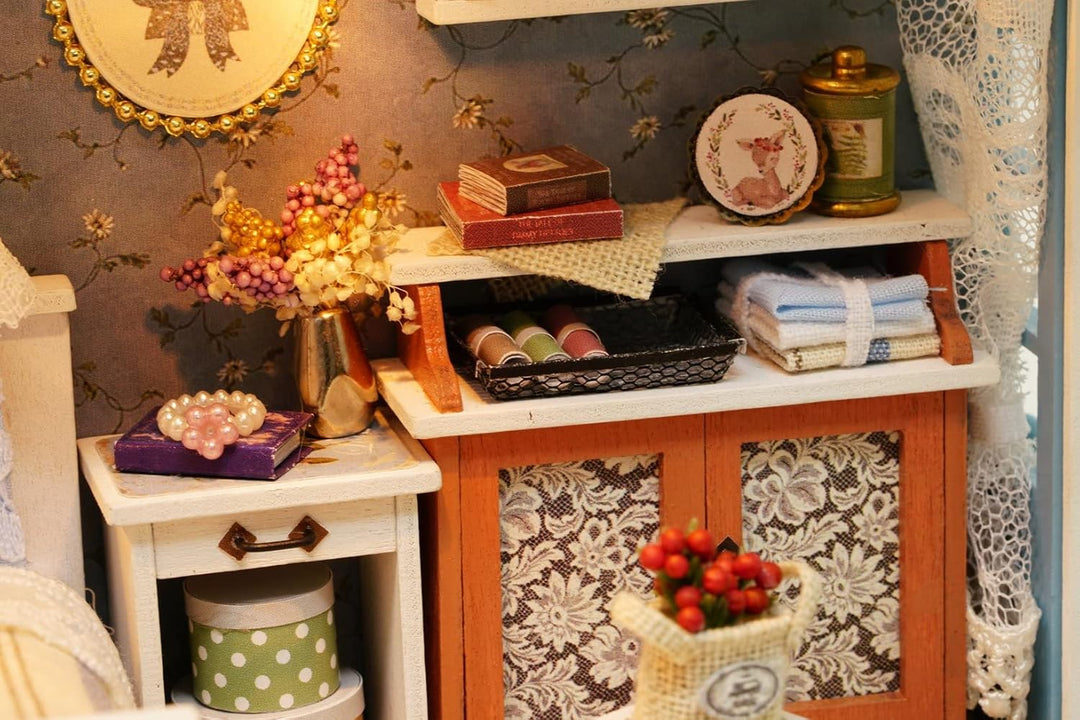 CUTEROOM DIY Puppenhaus aus Holz, Handcraft, Miniatur Kit-Salon, Modell und Möbel, Zeigen Fotos und