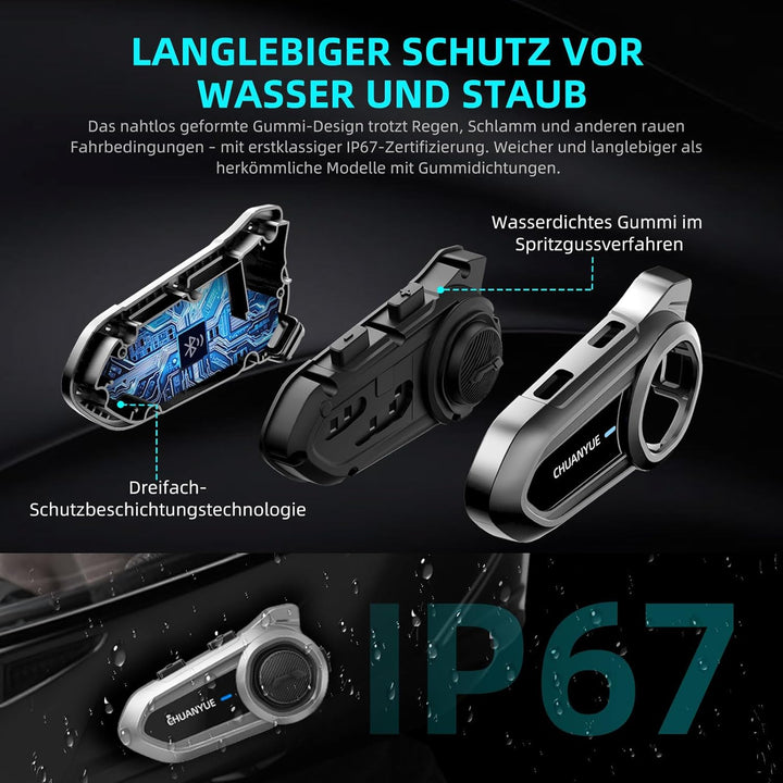 R18 Lite Motorrad Headset,intercom Motorrad für 2 Personen in Reichweite von 800m,Motorrad kommunika