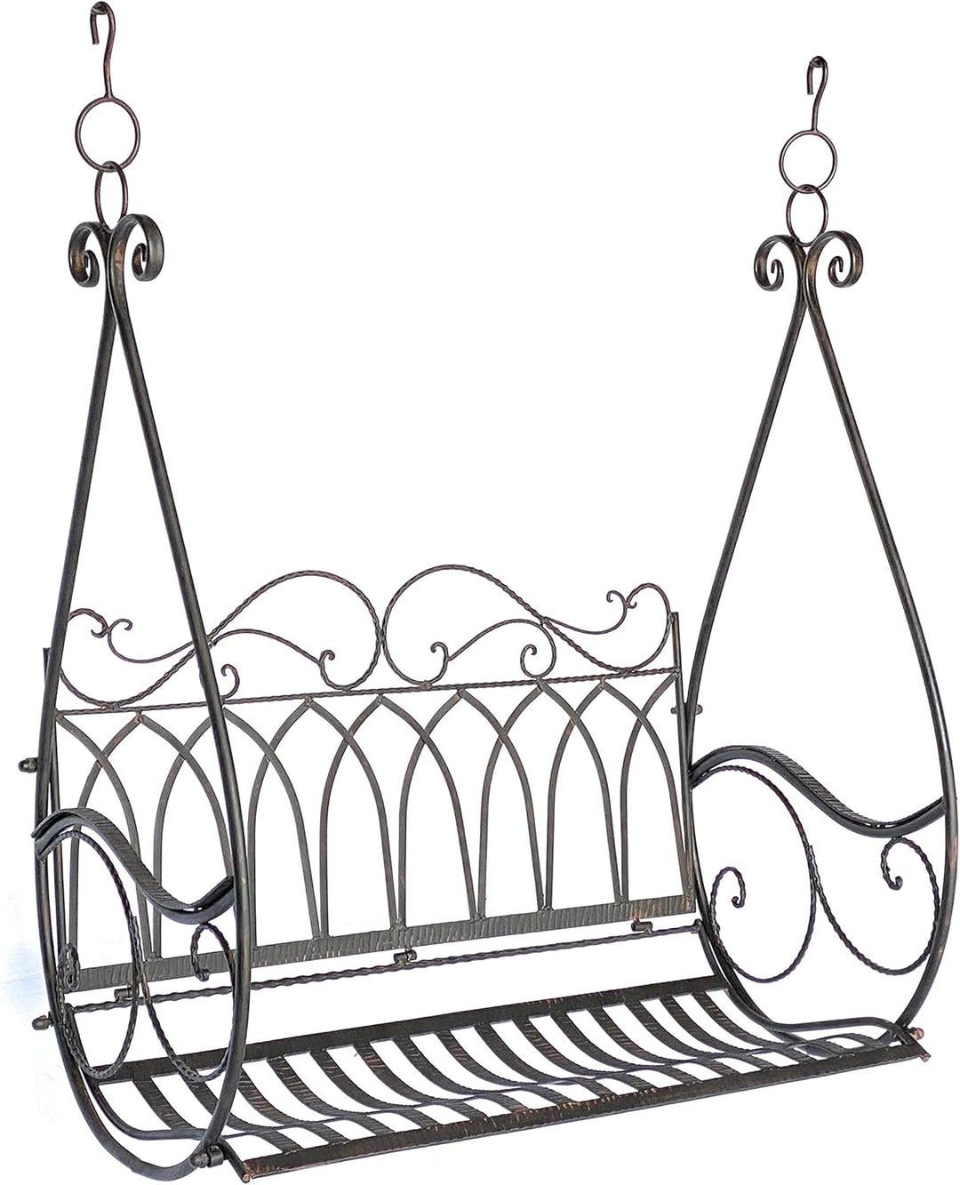 DanDiBo Hängebank Schaukel Metall Braun Wetterfest Gondel Hängesessel 1868 2 Sitzer Gartenbank