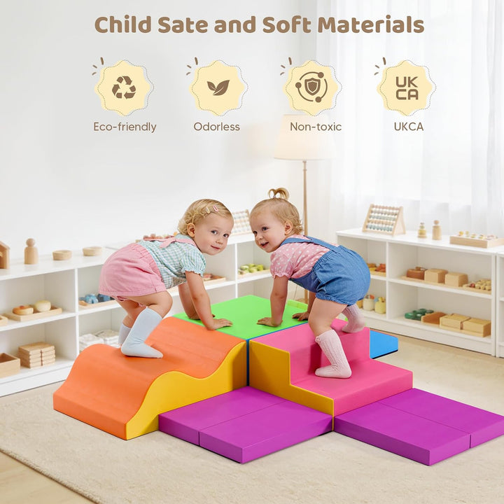 Schaumstoff Bausteine XXL Bunt, Indoor Klettergerüst für Kleinkinder ab 1 Jahr, Weiche Softblöcke mi