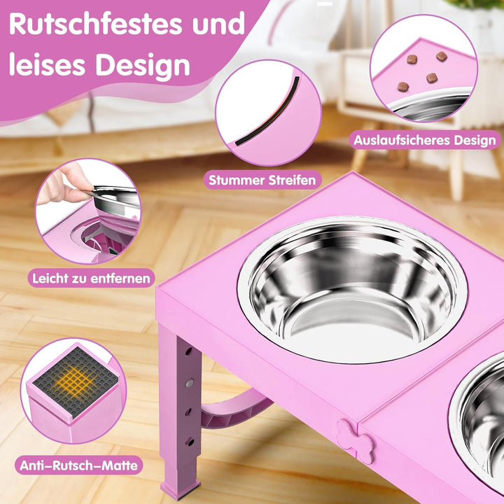 X XBEN Erhöhter Hundenapf, 5 Höhenverstellbar Futternapf für Kleine Mittlere Grosse Hunde, Futtersta