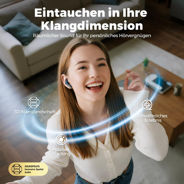 SoundPEATS Air6 HS Semi-in-Ear Bluetooth Kopfhörer | 13mm Dreimagnet-Treiber, LDAC+Hi-Res, 45 Std. A