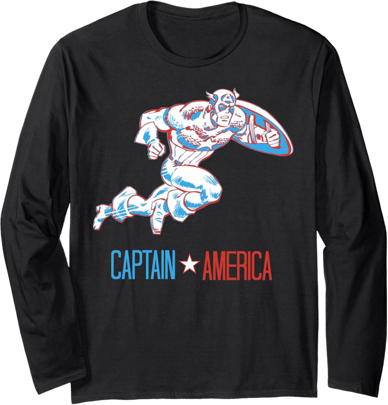 Marvel Captain America Three Dimensional Portrait Langarmshirt