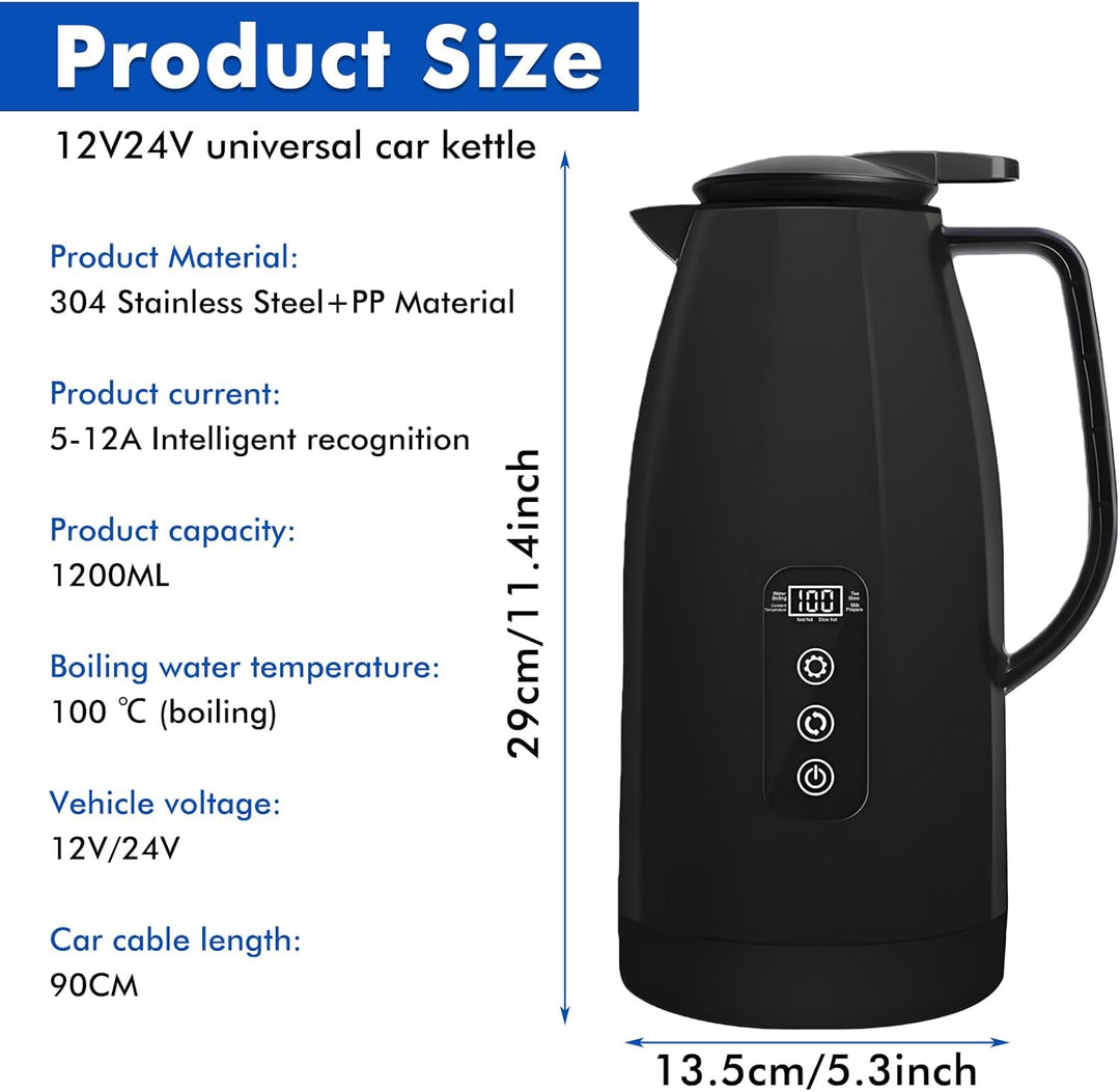 Wasserkocher für Auto 1.2L, 2/24 Volt Wasserkocher Auto Zigarettenanzünder, elektrischer Teekocher B