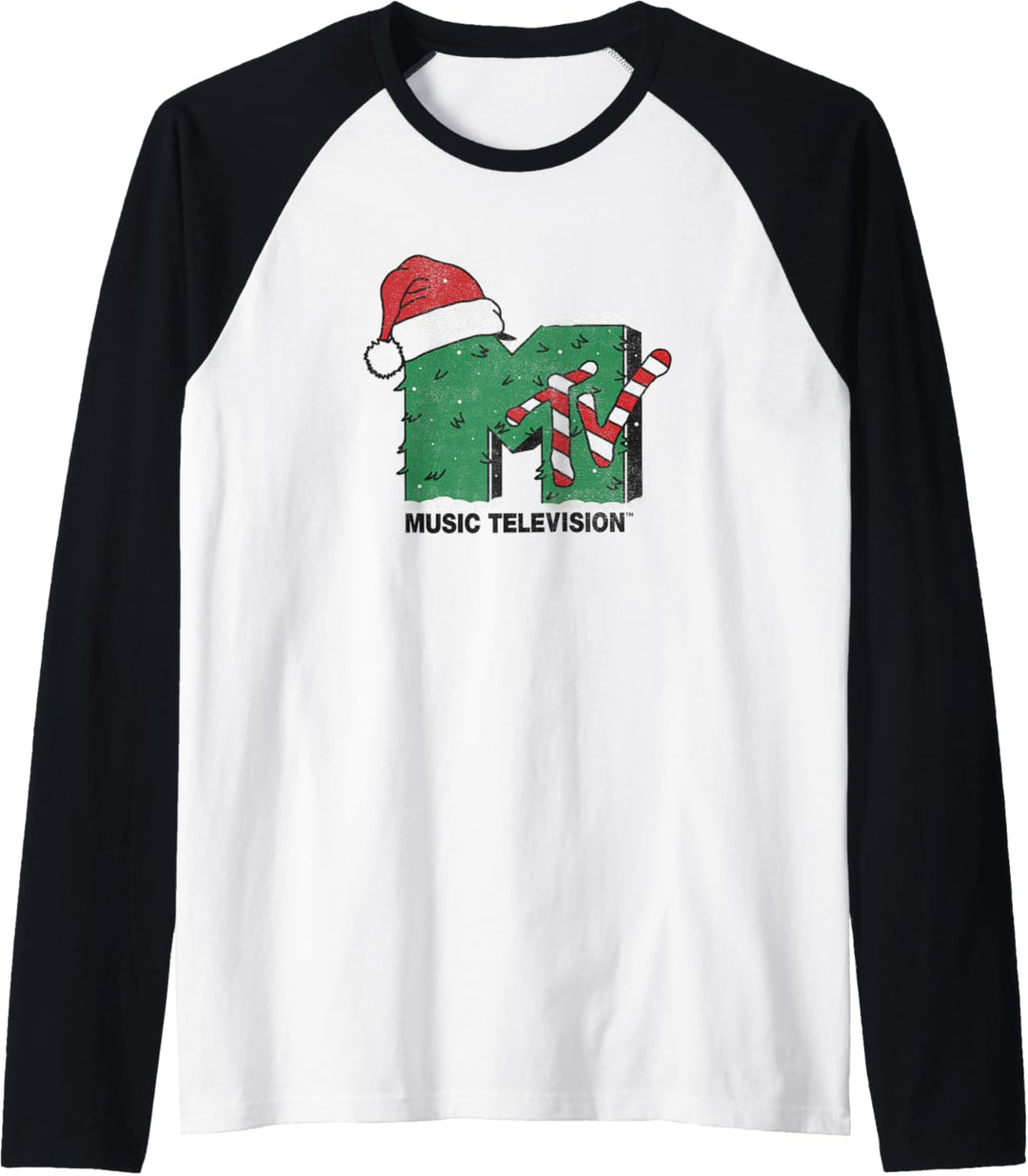 MTV Logo Christmas Tree Santa Hat Colors Raglan