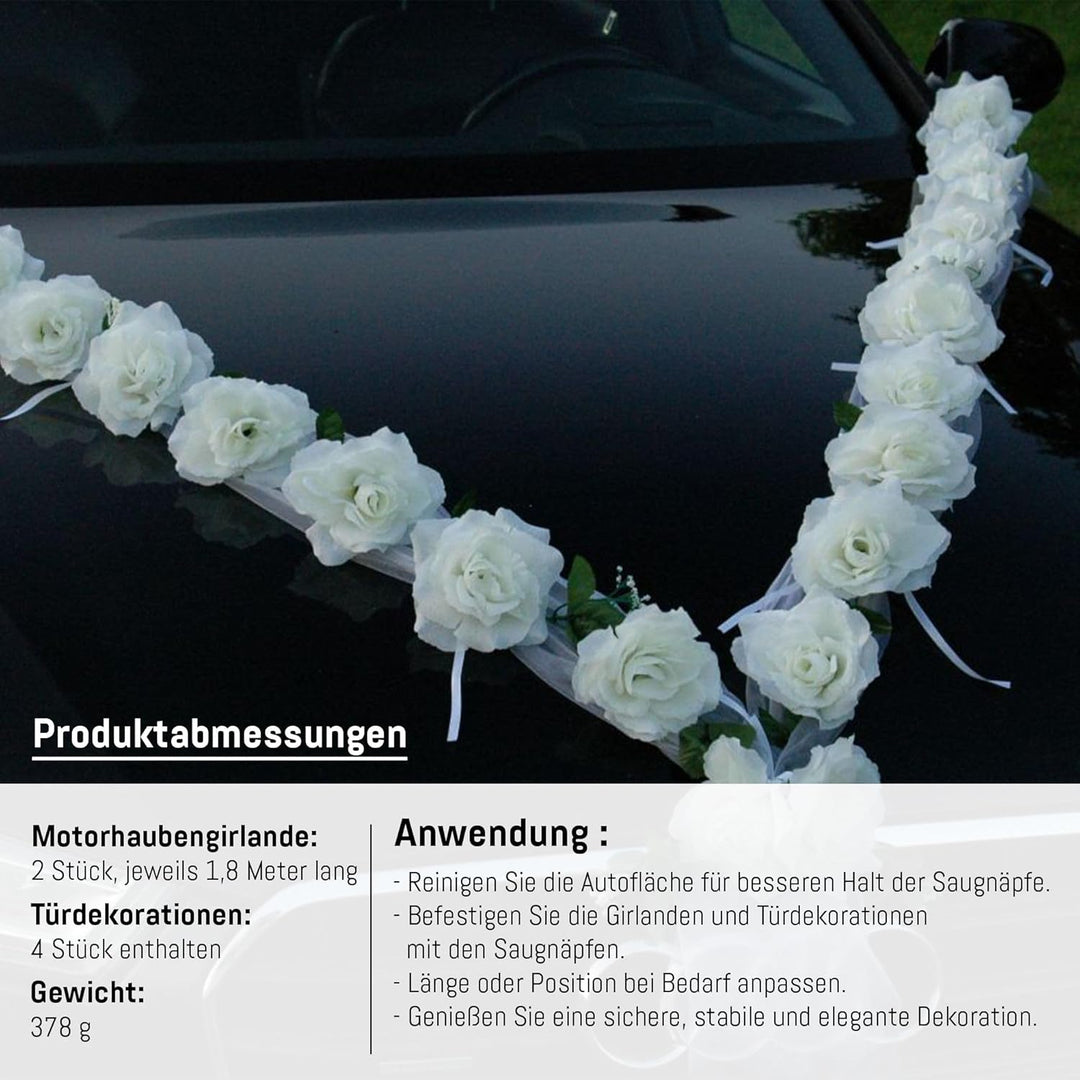 Rosen Girlande Braut Paar Rose Deko Dekoration Autoschmuck Hochzeit Car Auto Wedding ®Auto-schmuck D