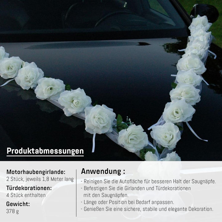 Rosen Girlande Braut Paar Rose Deko Dekoration Autoschmuck Hochzeit Car Auto Wedding ®Auto-schmuck D