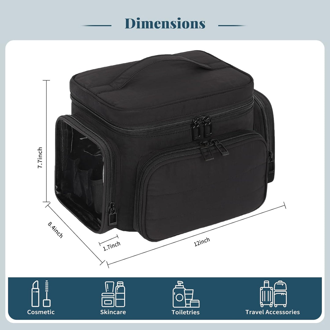 Kosmetiktasche Gross, Reise Make Up Tasche Damen Schminktasche mit Pinselhalter Fach, Portable Makeu