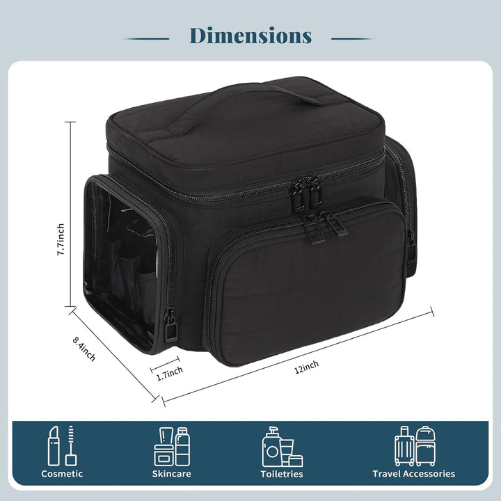 Kosmetiktasche Gross, Reise Make Up Tasche Damen Schminktasche mit Pinselhalter Fach, Portable Makeu