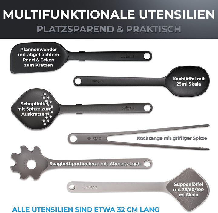 Sénart Küchenhelfer-Set | 6-teilig mit Ständer | hitzebeständig | Küchenutensilien Set | Küchen Zube