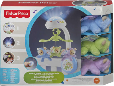 Fisher-Price 3-in-1-Traumbärchen-Mobile, Mobile für Babybett, Elektrisches Mobile mit Licht, Mobile