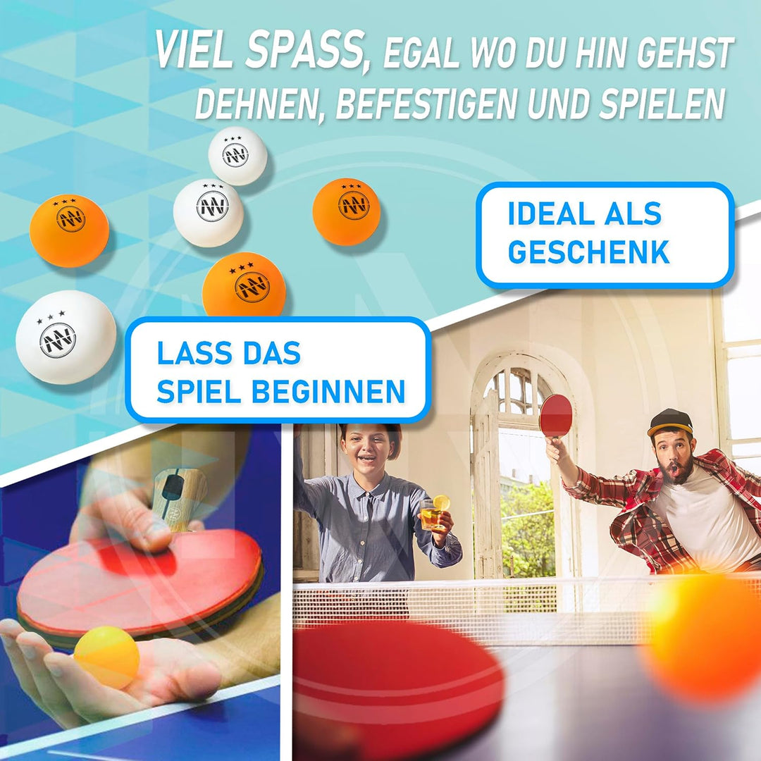 NIRBUN Tischtennisschläger Set mit ausziehbarem Netz, Tischtennisschläger Profi, 3-Sterne-Tischtenni