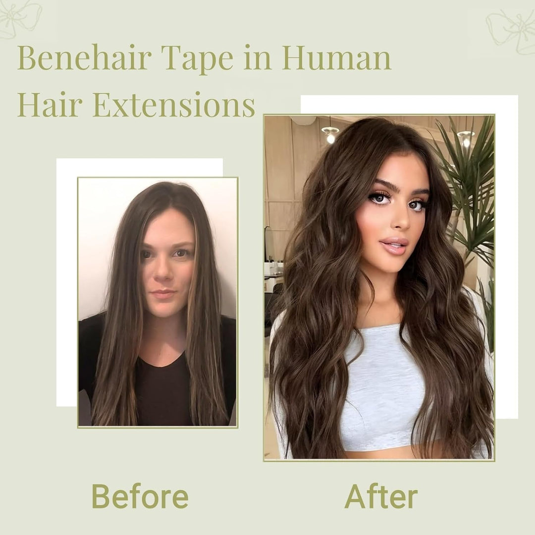 Benehair Tape in Extensions Echthaar, Invisible Tape Extensions Echt Haar, 20Pcs 30g Haarverlängerun