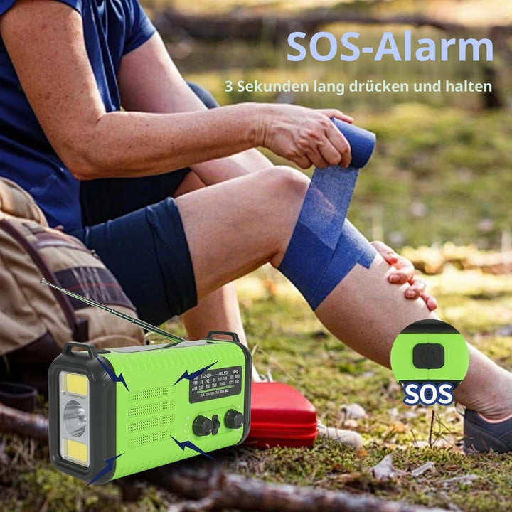 Kurbelradio, Solar Notfallradio mit 20000mAh Powerbank, AM/FM/WB Wetterradio, Taschenlampe &amp; USB-C-L