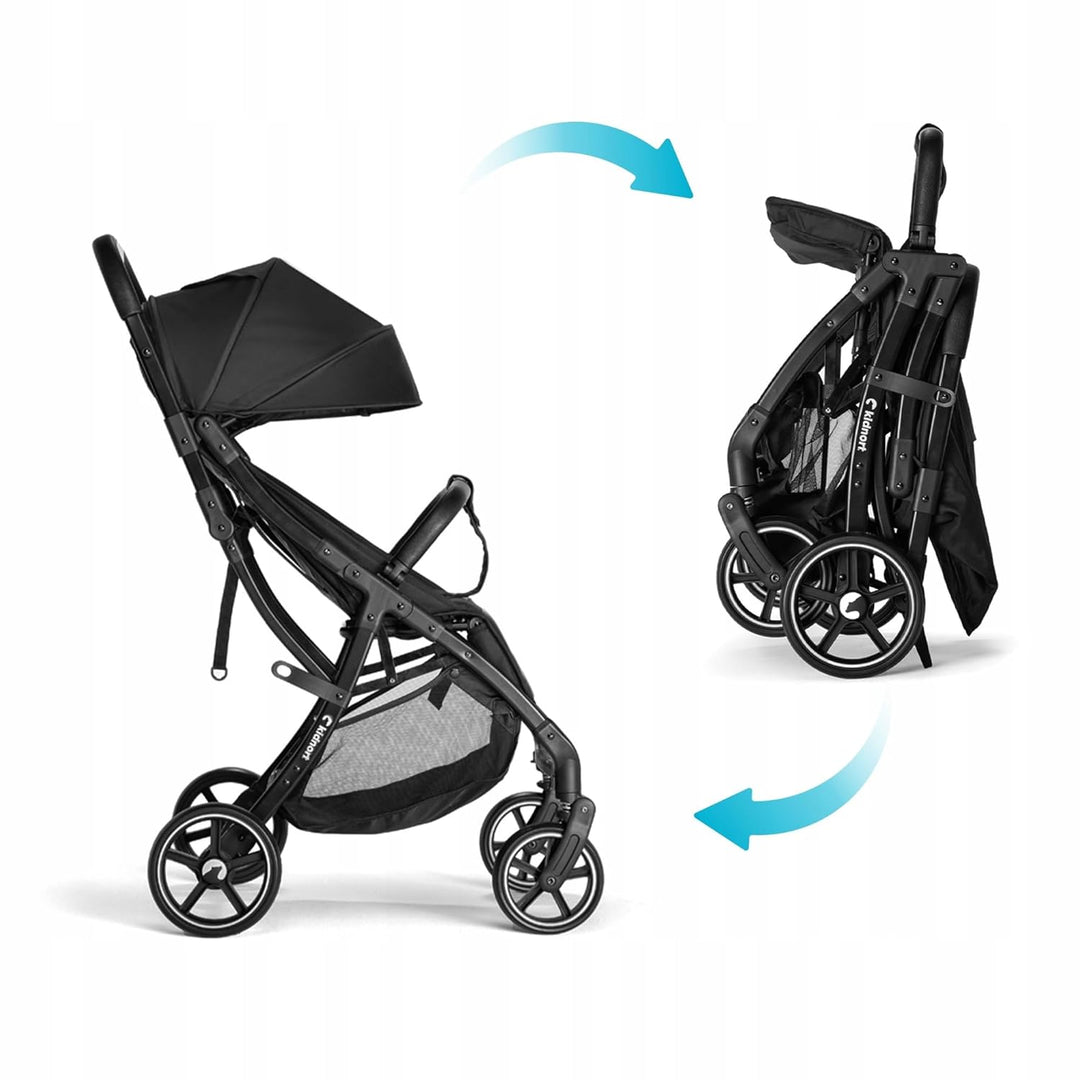 Fjällräv Buggy Kinderwagen bis 22 kg, Leicht, Einhand-Faltbar, 4-fach Verdeck mit Fenster, 360° Gel-