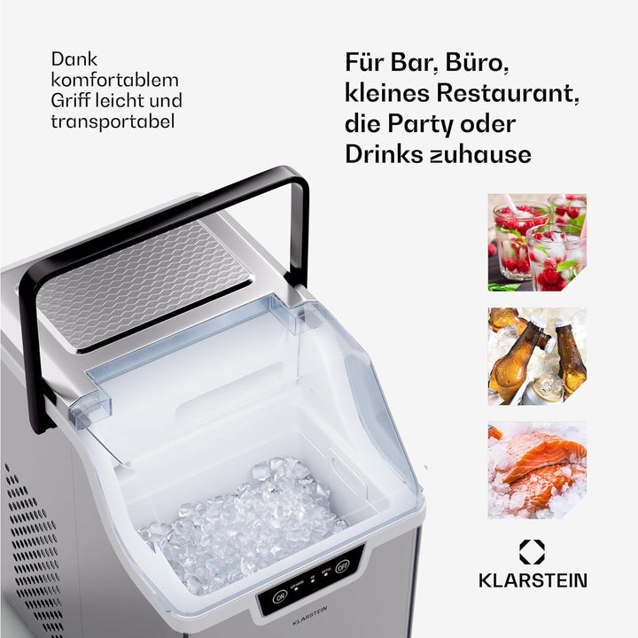 Klarstein Eiswürfelmaschine für Zuhause, Camping & Gastro, 200W Mini-Eiswürfelmaschine Klein, 4 Min