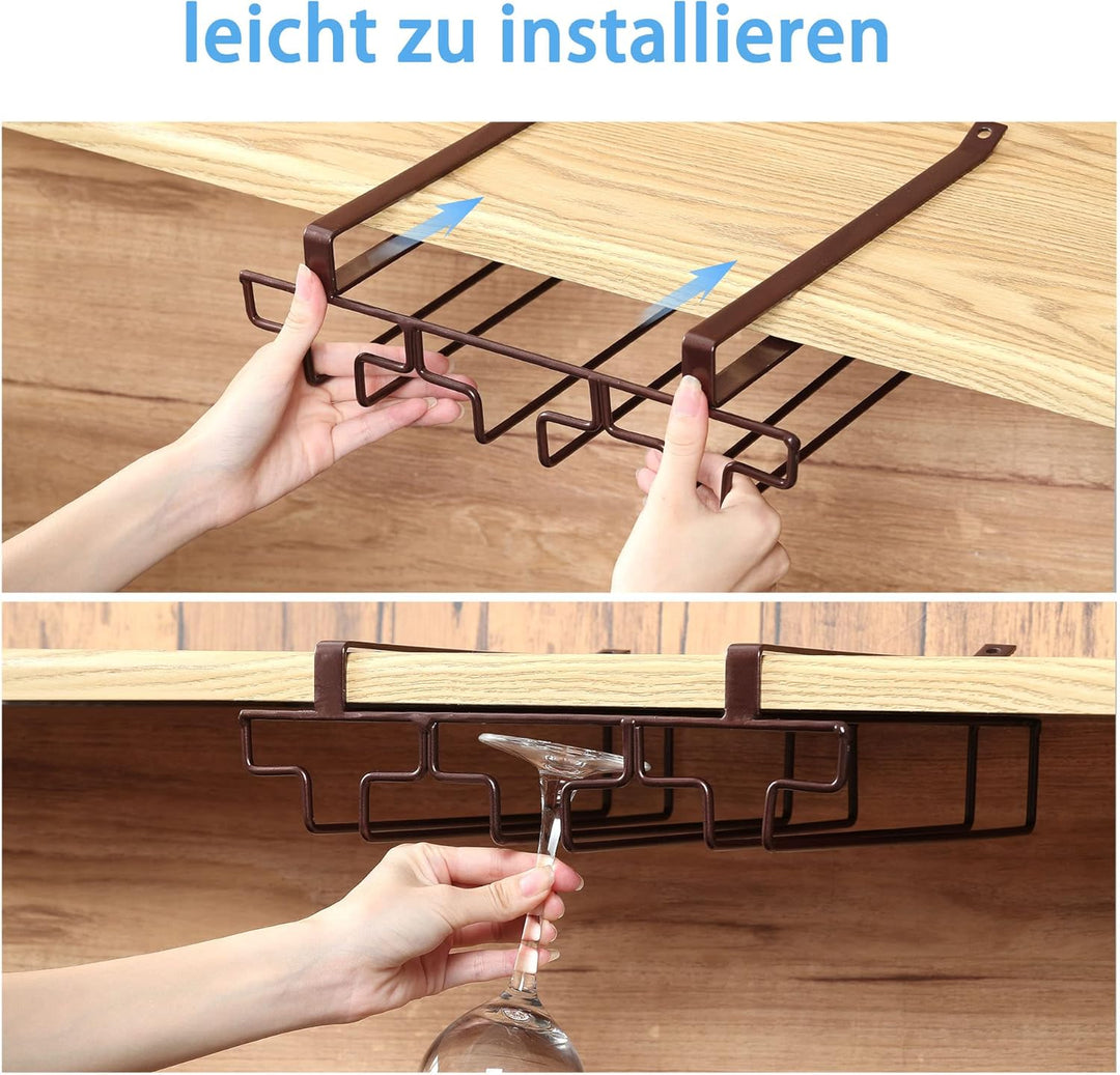 FOMANSH Weinglashalter unter dem Schrank, Gläserhalter für Weingläser Stielgläser, hängender Weingla