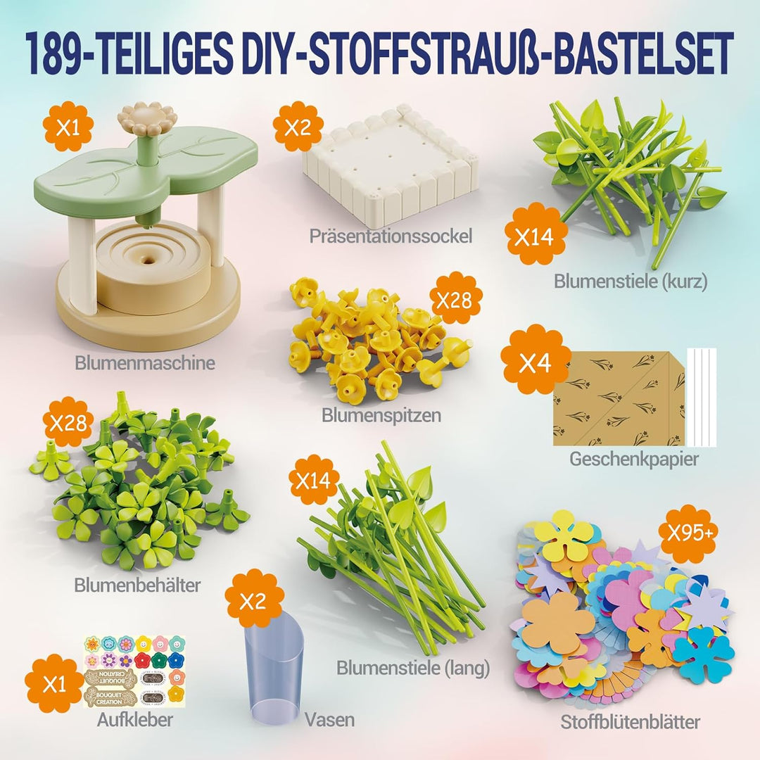 DIY Blumen Bastelset für Kinder ab 3 Jahren, Kunststoff Blumensträusse Basteln Spielzeug, Blumenpres