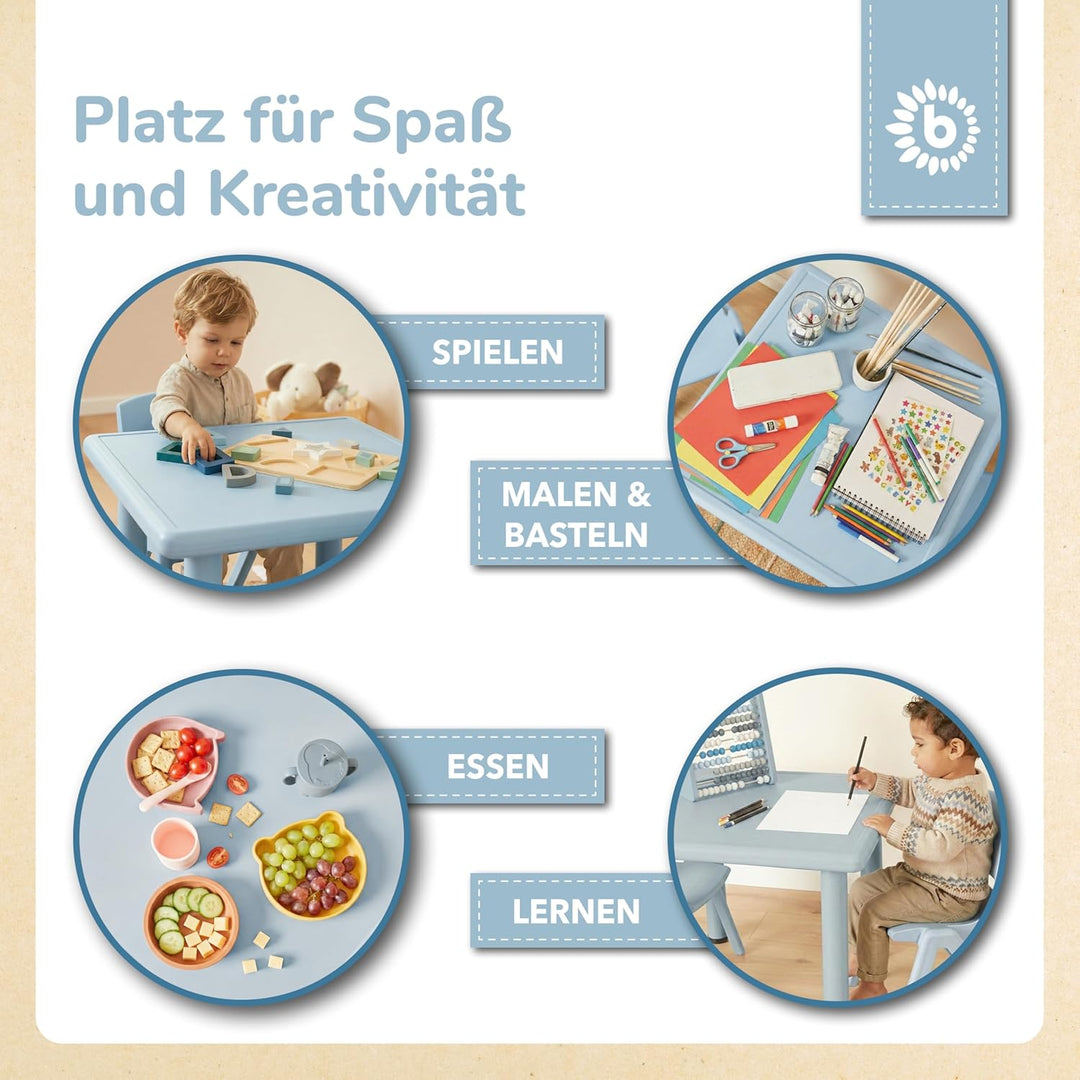 Bieco Kindertisch Gross Hazy Blue 62x 62x 52 cm | Kinder Tisch | Gartentisch Kunststoff | Gartenmöbe