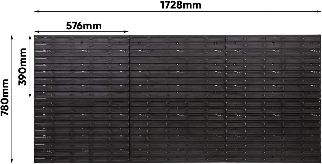 Werkstattregal Wandregal | 1728 x 780 mm | Lagersystem mit Werkzeughalterungen und Stapelboxen - Wan