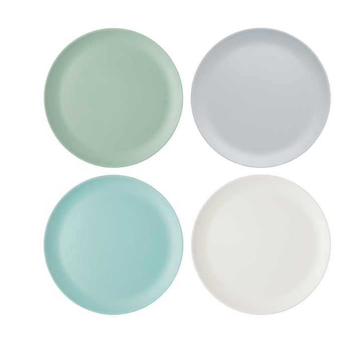 KitchenCraft 4er-Set Teller aus Melamin, mehrfarbige Teller aus der Colourworks Design Kollektion, B