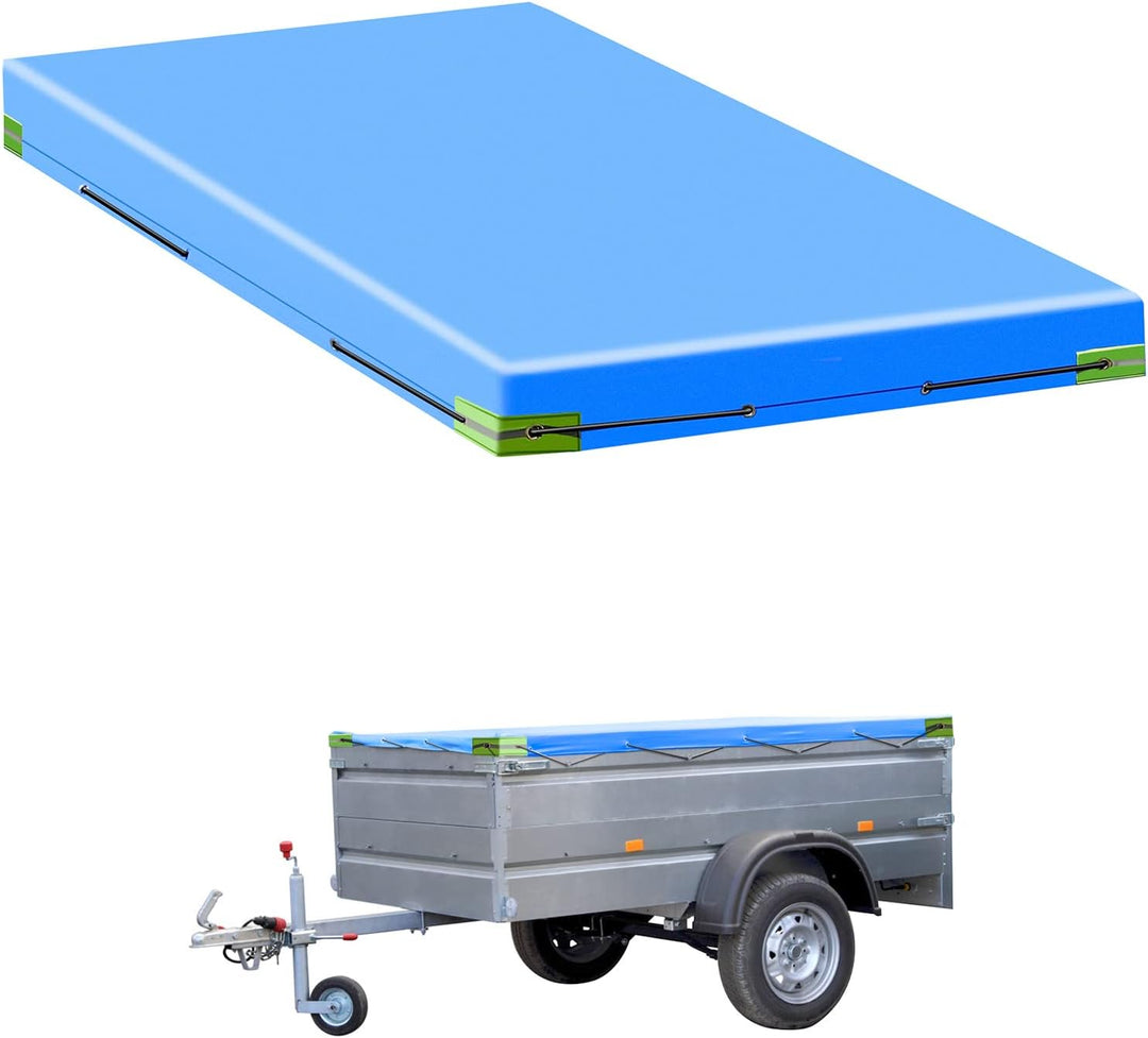 QWORK® Anhänger Flachplane mit Planenseil - 209x115x10 cm - Verstärktes 420D PVC Material - PKW Häng