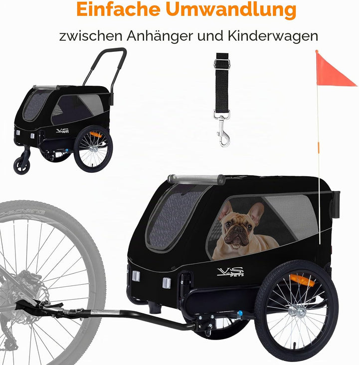Tiggo VS Medium Hundeanhänger & Buggy 2in1 Fahrradanhänger Hundebuggy Jogger für Hunden bis 23kg Sch