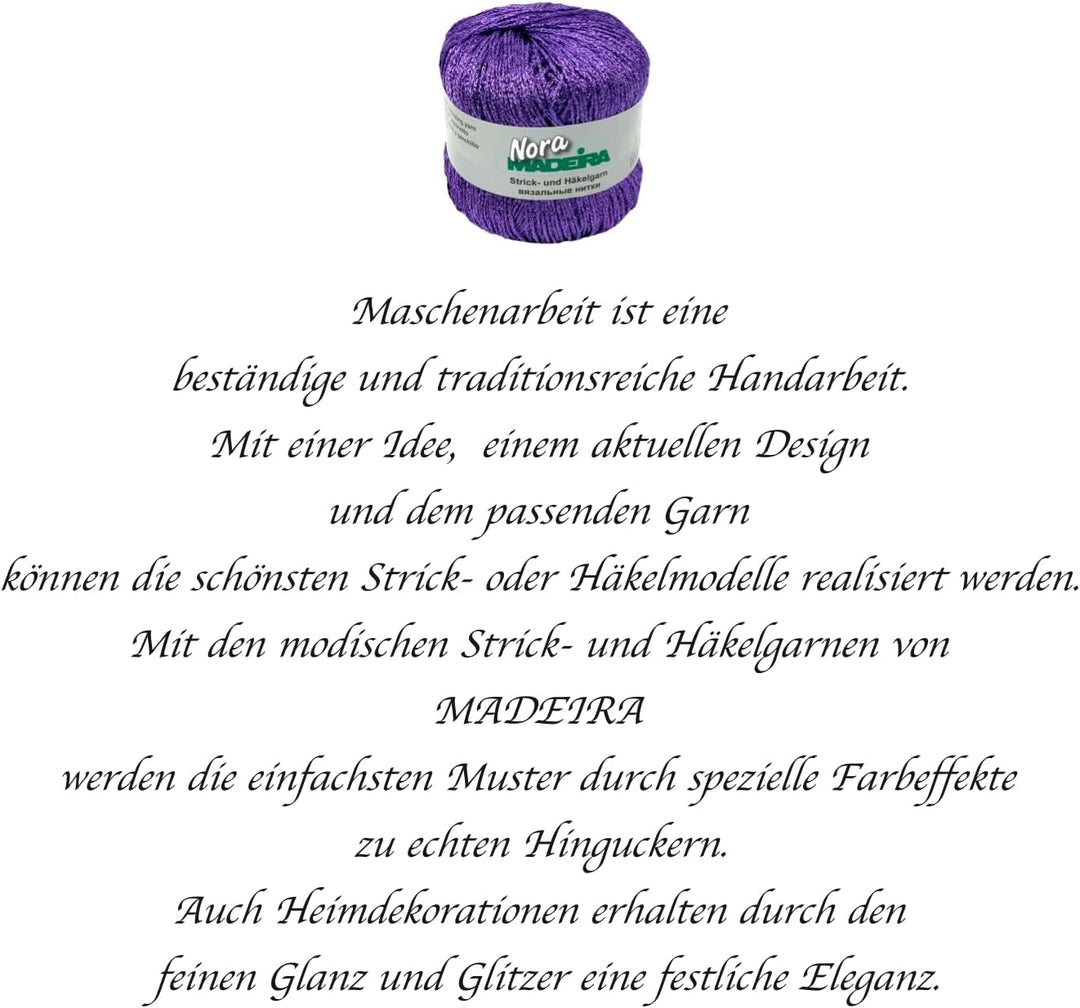 Häkelgarn Glitzergarn Strickgarn metallisiertes Haekelgarn Madeira Nora 5x25g Farbe 311 lila, 311 li