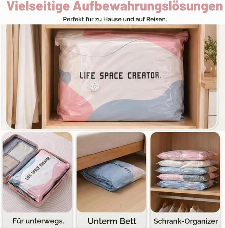 2 Stück No‑Pump Vacuum Storage Bags, 2026 Neu Vakuumbeutel Ohne Pumpe, Wiederverwendbar Kompressions