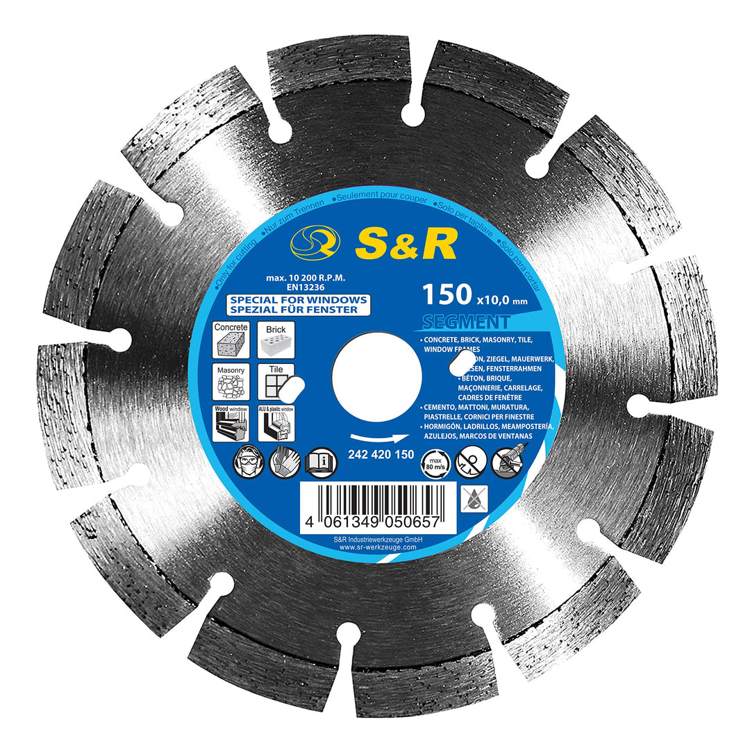 S&amp;R Diamanttrennscheibe 150mm, Segment, für Fensterrenovierung mit BEPo, Alu Fenster, Holzfenster, K