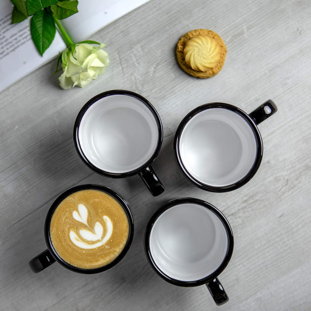 City to Cottage® - Keramik XXL Becher 500 ml | Kaffeebecher | Schwarz und Weiss | Polka Dots | Handg