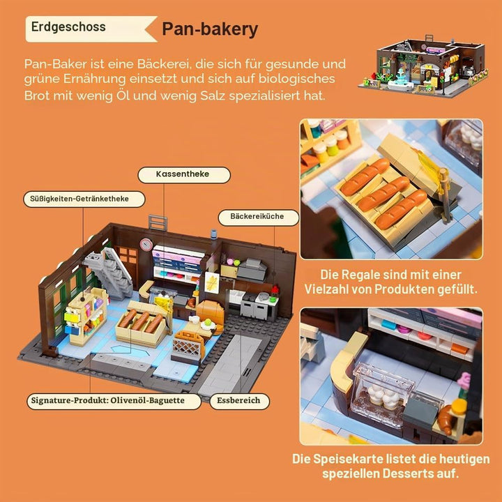 PANTASY European Bakery Building Kit-Landmark Construction Set for Adults & Teens, Featuring a Baker