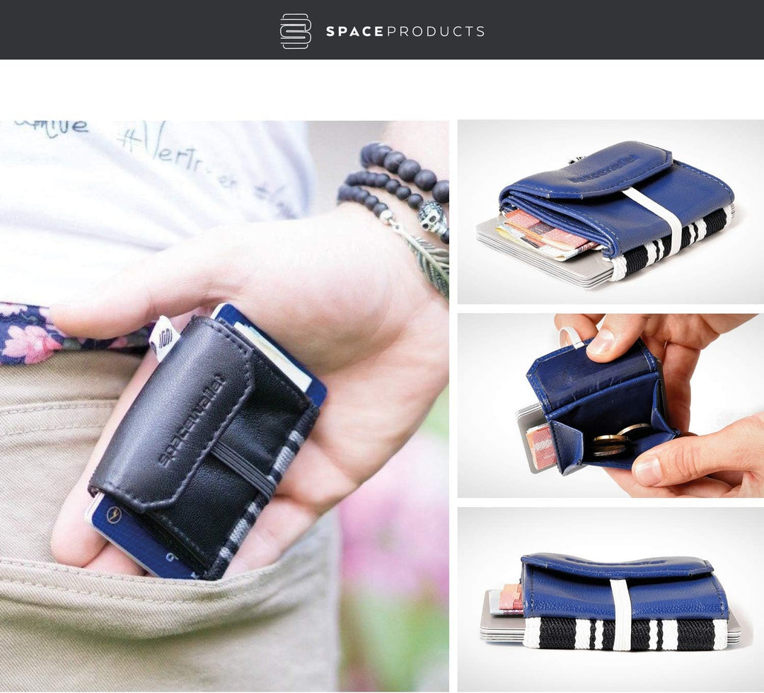 Space Wallet Space Products ® Mini Geldbörse für Frauen & Männer I Sehr kleines Echtleder Wallet/Por