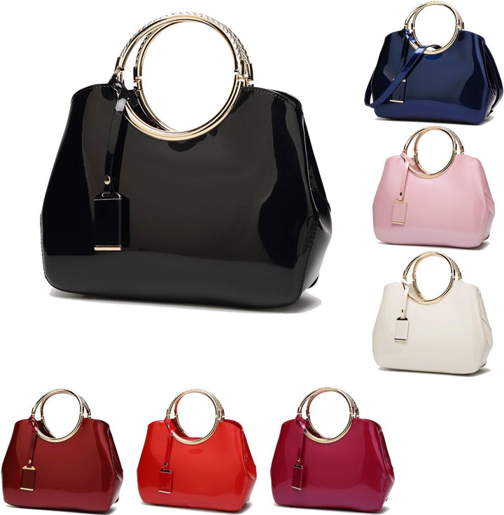 Coolives Damen Handtasche Tasche Henkeltasche aus PU-Lackleder Hochzeitstasche Schultertasche Umhäng
