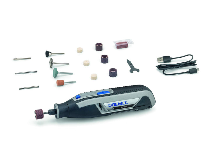 Dremel Lite 7760 Akku Multifunktionswerkzeug 3.6V, Set mit 15 Zubehörteilen, Variable Drehzal 8.000-