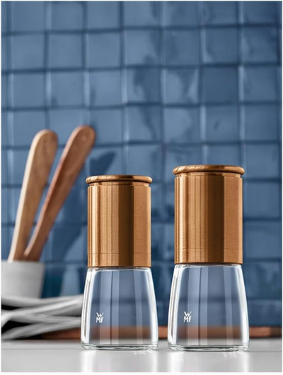 WMF De Luxe Salz und Pfeffermühle Set 2-teilig, unbefüllt, 14 cm, Glas, Keramikmahlwerk, Mühle für S