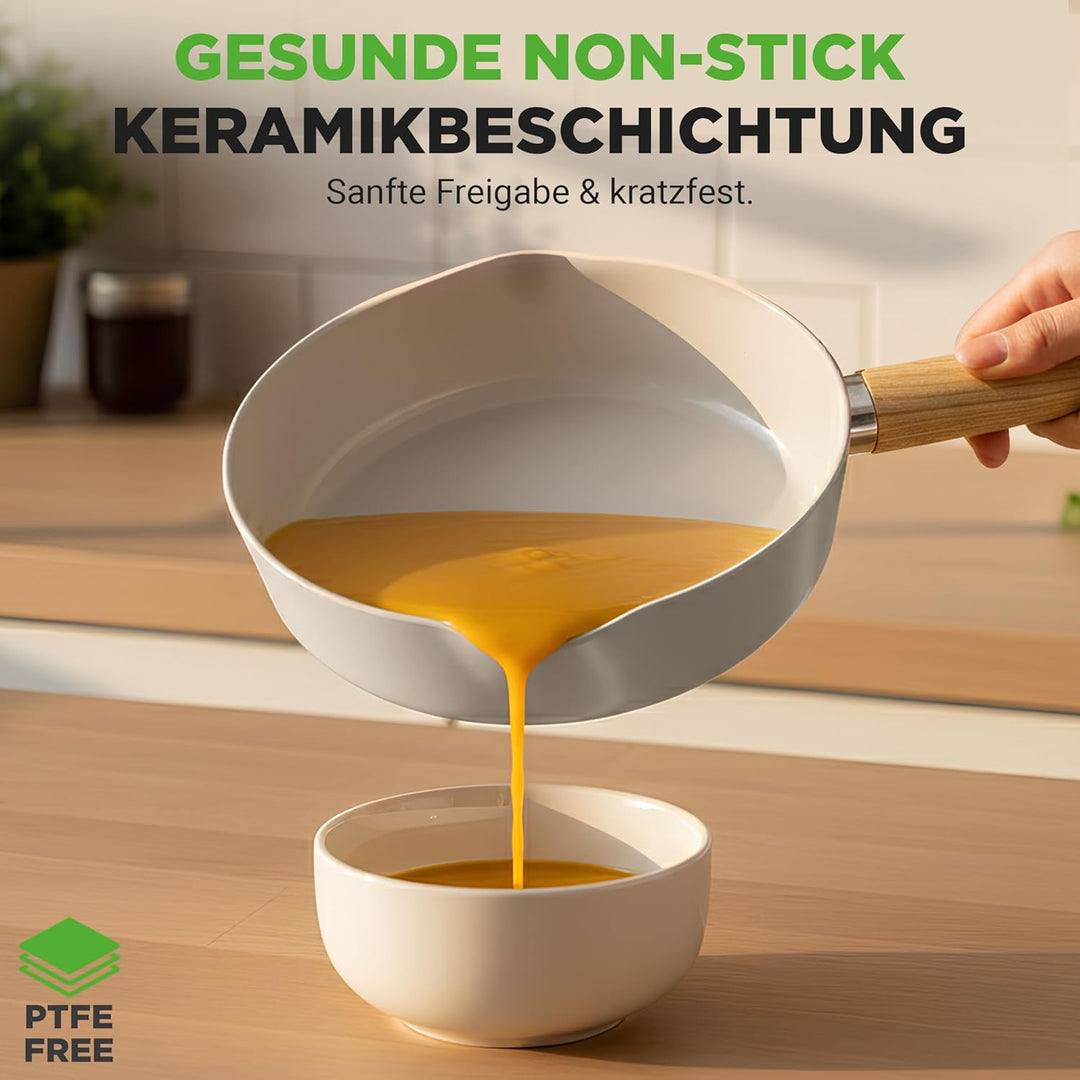 NutriChef Keramik Kochgeschirr Set – Töpfe und Pfannen, 14-teilig für Induktion mit Antihaftbeschich