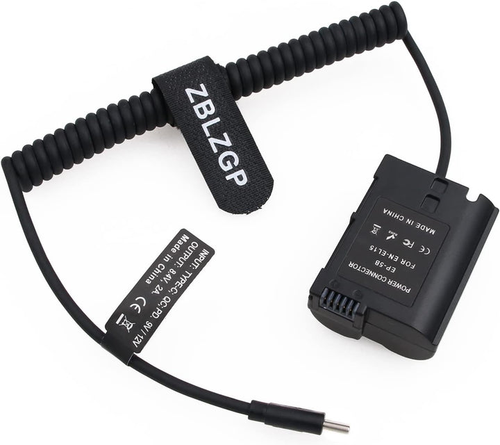 ZBLZGP EN-EL15/EP-5B Dummy-Akku mit USB Typ-C Anschluss für Nikon D7000 D7100 D7200 D7500 D500 D610