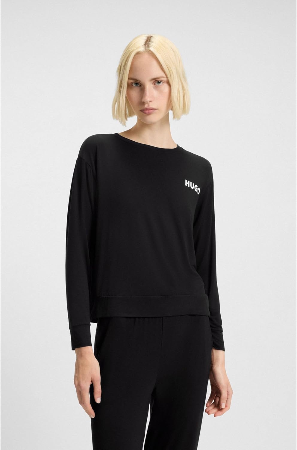 HUGO Damen Unite_ls-Shirt Pyjama_Longsleeve M Black1, M Black1